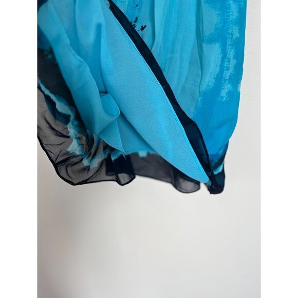 BCBG Y2K Silk Blue Floral Baby Doll Dress Size 6 - Picture 10 of 12